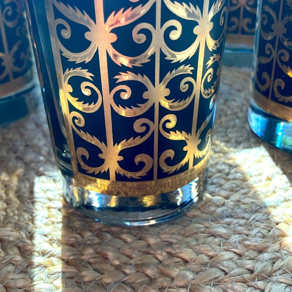 (5) Vintage Libbey Prudential Black and Gold Glasses - 1960s